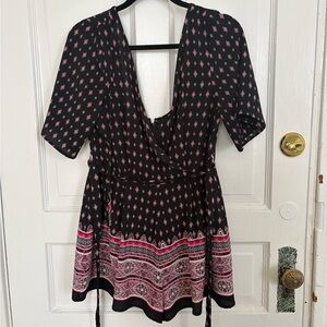 Three Pink Hearts pink and black romper